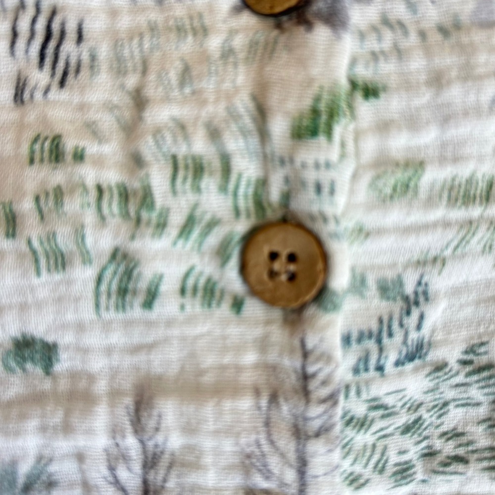 Elegant Baby Organics Woodland Muslin Romper 6-9M White Forest Print Bear Fox - Picture 5 of 7